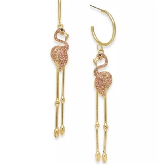JOINTED PINK CRYSTAL FLAMINGO EARRINGS 4 In Final$ - Picture 2 of 4